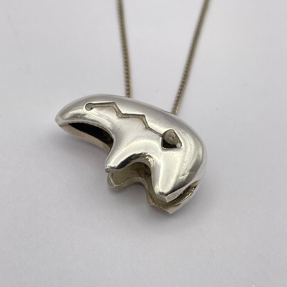 Southwestern Sterling Silver Spirit Bear Pendant‎ Necklace Unisex Minimalist - Picture 5 of 9